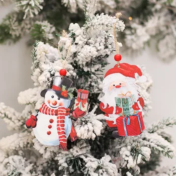 Деревянные Рождественские Подвески Милый Снеговик, Маленький Аксессуар для рождественской елки, украшения для елки Санта-Клауса на Новый Год