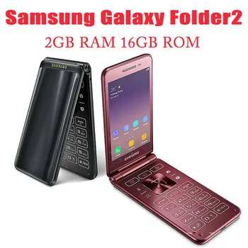 Разблокированный Samsung Galaxy Folder 2 G1650 Четырехъядерный процессор 2 ГБ ОЗУ 16 ГБ ПЗУ 8-мегапиксельная камера LTE с двумя SIM-картами Разблокированный Флип-мобильный телефон Смартфон