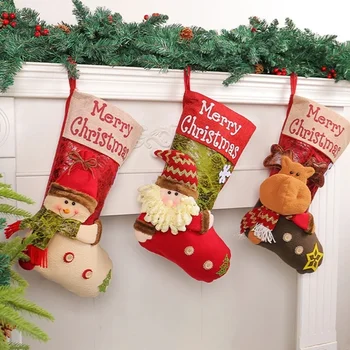 Мультяшный Рождественский чулок, Санта, Снеговик, подвеска в виде лося, украшение для рождественской елки, товары для семейного декора Firplace