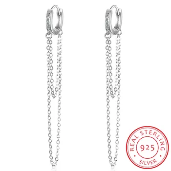 двойное мини-маленькое кольцо для объятий из стерлингового серебра 925 пробы с кисточкой, серьга-цепочка для 2 пирсинга, модные женские украшения