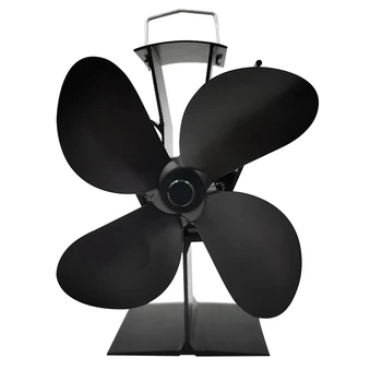 Для вентилятора дровяной печи небольшого размера с 4 лопастями, каминные вентиляторы с тепловым приводом, черный TP2004-4