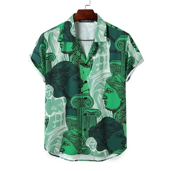 Гавайская рубашка, мужские рубашки с 3D забавным принтом, Летняя мужская одежда, модный топ с коротким рукавом, повседневная уличная одежда, футболки Оверсайз