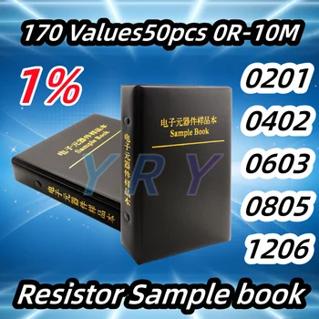 Набор резисторов Smd Book 0805 Набор Микросхемных резисторов в ассортименте 0201 0402 0603 1206 1% FR-07 SMT 170 Значений 0R-10M Smd Sample Book