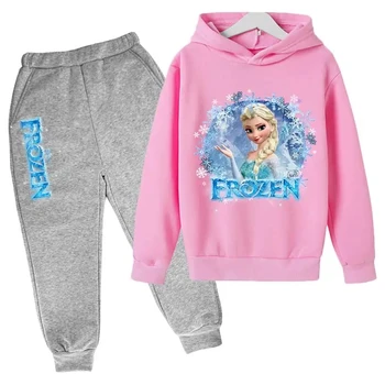 Спортивный костюм Disney Frozen Kids, комплект одежды для девочек, толстовки и брюки Frozen Elsa, детская спортивная одежда, модный спортивный костюм