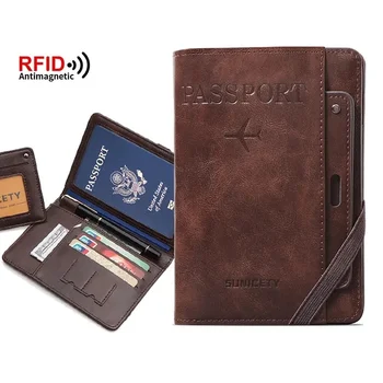 Эластичная лента с блокировкой RFID, обложка для паспорта, кошелек из искусственной кожи, женский футляр для карточек, мужской чехол для водительских прав.