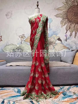 Свадебное Платье Индийское Платье Сари Ручной Работы С Вышивкой Пакистанское Мусульманское Свадебное Платье Ленха для Женщин
