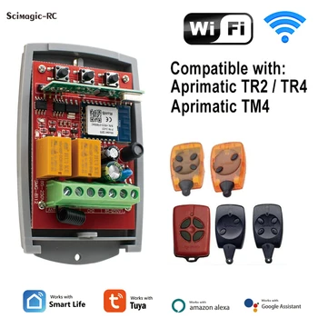 2-Канальный Приемник Дистанционного Управления Гаражными Воротами Tuya Wifi для APRIMATIC TR2 TR4 TM4 TXM 433,92 МГц Модуль Переключения Подвижного Кода Alexa