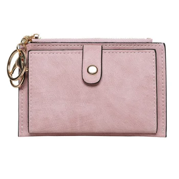 Женский кошелек, маленькая Компактная двойная роскошная сумка для монет на молнии из искусственной кожи с брелоком, женская мини-сумочка, чехол для кредитных карт