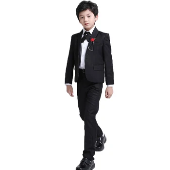 Вечерний костюм для мальчиков с цветами Для свадьбы, Детское фортепианное танцевальное представление, Блейзер + брюки, Комплект одежды из 2 предметов, Смокинг, Детский праздничный костюм