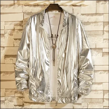 Новая мужская блестящая куртка, золотая и серебряная уличная одежда ярких цветов, мужские куртки и пальто с пайетками в стиле хип-хоп