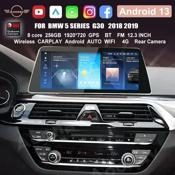 12,3 дюйма Для BMW 5 Серии G30 2018 2019 CIC NBT Система Android 13 Автомобильный стереоплеер GPS Навигация Мультимедиа Видео АВТО