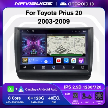 NAVIGUIDE S1 6 + 128 Г Carplay Android 10 Автомобильный Радио Мультимедийный Плеер для Toyota Prius 20 2003-2009 GPS Навигационное Головное Устройство БЕЗ DVD