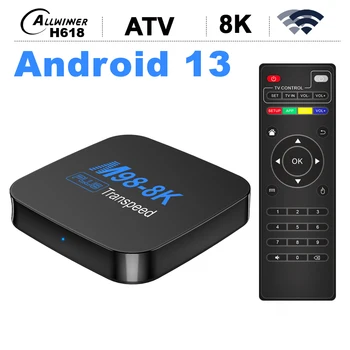 Transpeed Allwinner H618 ATV Android 13 TV Box С ТВ-приложениями BT5.0 Двойной Wifi 100 Lan 8K 4K Видеоуправление 3D Телеприставка