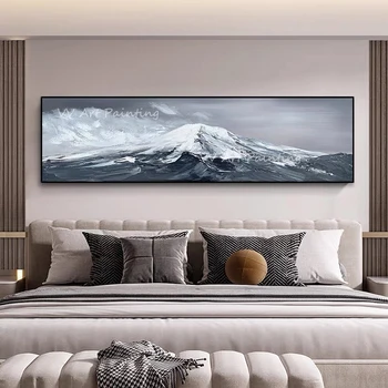 100% снежная картина маслом на вершине горы абстрактный современный холст настенное искусство украшение гостиной красочная цветочная живопись