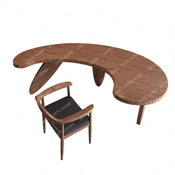 Стол из массива дерева, креативный настольный светильник, Роскошная комбинация компьютерного стола и стула President особой формы