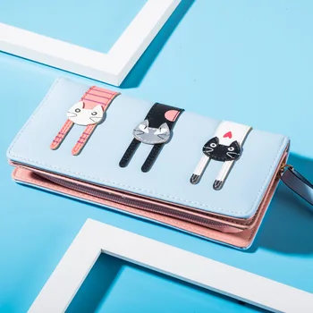 Новая Японская и Южнокорейская милая мультяшная сумка-клатч с тремя кошками, женский длинный кошелек, студенческий кошелек для монет, креативный женский клатч для карт