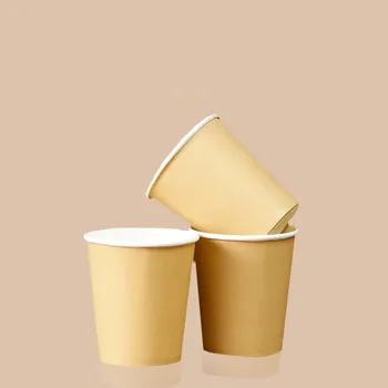 100шт/ упаковка 250 мл Двухцветный Бумажный Стаканчик Белый Крафт Одноразовая чашка Кофейная чашка Для питья Supplies Принимаем Индивидуальные