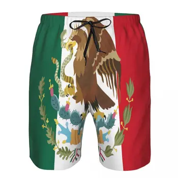 Пляжный купальник, мужские быстросохнущие купальники на фоне мексиканского флага, мужские дышащие купальники, пляжные шорты, сексуальный мужской купальник