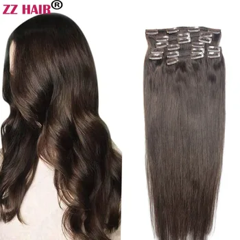 ZZHAIR 100% Наращивание человеческих волос Remy 16 