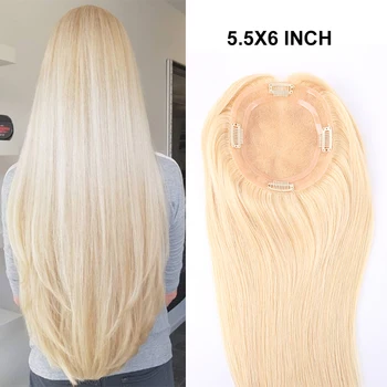 100% Remy Mono Топперы Из Человеческих Волос для Женщин 5,5x6 дюймов, Заколки для Светлых Волос, Женские Топперы Для Наращивания Человеческих Волос