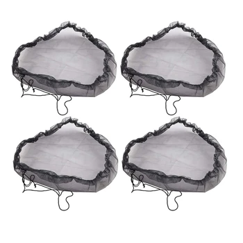 4 Шт. Черный сетчатый чехол для дождевальной бочки - Сетчатый чехол для дождевальной бочки с завязками для предотвращения опавших листьев и мелких предметов
